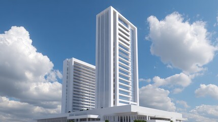 Modern Architectural Design of Twin Towers Under a Bright Sky