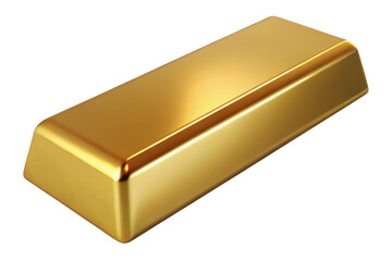 A single shiny gold bar isolated on transparent background