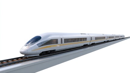 Naklejka premium Modern High-Speed Train on Elevated Tracks with Clean Background