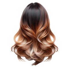 Naklejka premium Beautiful long wavy hair with an ombre effect on a transparent background