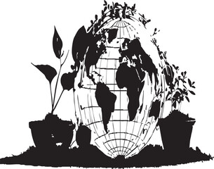 Obraz premium Global Environment and Growth: Earth with Plants