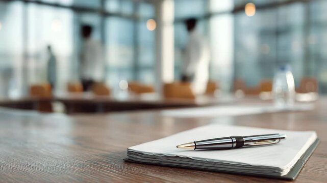 pen and notebook in the office table