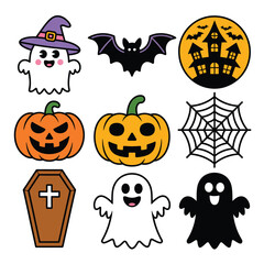 Cute Halloween Icons Set