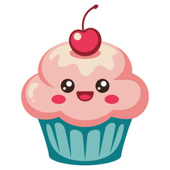 Kawaii Cupcake with Cherry Topping