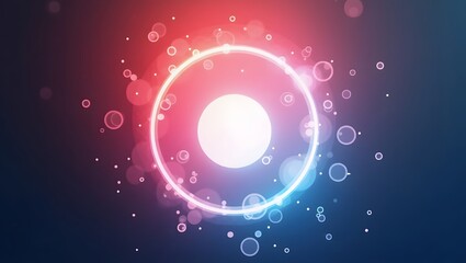 Abstract Pink and Blue Glowing Circle Background with Bubbles