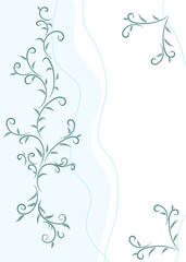 Watercolor vector background with blue leaves and branches. Delicate floral ornament for cards, invitations, packaging and design in a natural style.