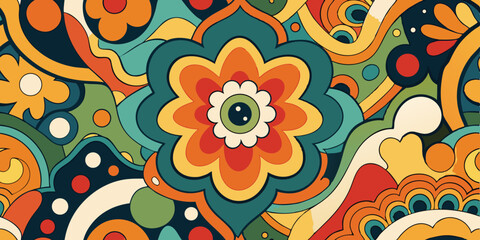 Fototapeta premium Seamless floral pattern vector illustration: A vintage art design of colorful spring flowers for textile, wallpaper, or decorative fabric