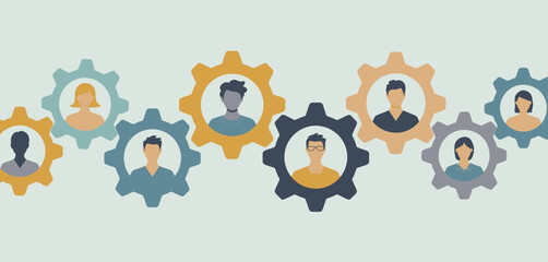 Teamwork and Collaboration Gears People