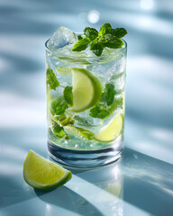Refreshing Mojito with fresh mint and lime, perfect for a cool summer drink