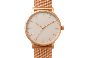Elegant Rose Gold Wristwatch with Cream Dial on Black Background