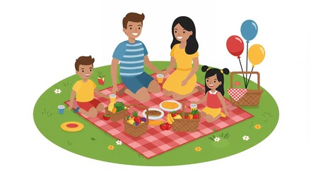 Happy family enjoying a picnic in park