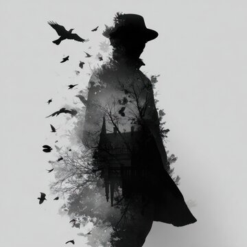 ghost silhouette halloween art