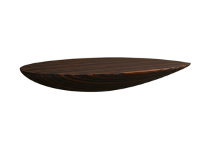 Modern oval coffee table with dark wood and light wood stripe pattern isolated on transparent background