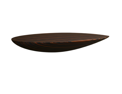 Modern oval coffee table with dark wood and light wood stripe pattern isolated on transparent background