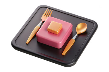 3d render of minimalist food icon with utensils