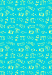 かわいい手描きの旅行イメージ背景パターン