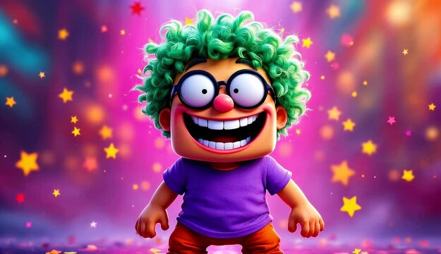 Joyful 3D Cartoon Character in a Festive Setting