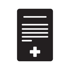 Obraz premium Medical prescription document solid icon representing a doctors order for patient treatment and pharmacy medication information sheet vector glyph