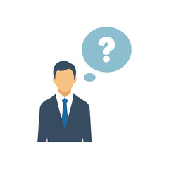Businessman with Question Mark Bubble Flat Vector Icon