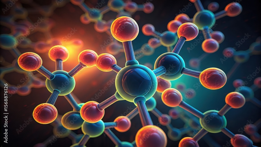Poster Enzyme Activity Visualized with Glowing Molecular Structure Detail