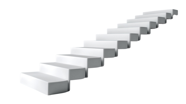 Ascending Stairway: Ascending steps, depicted against a stark backdrop, offer a symbolic path towards progress, embodying concepts of ambition and advancement.