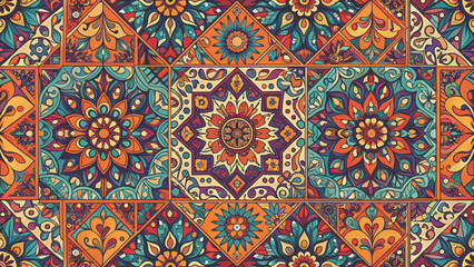 Ethnic Abstract Seamless Pattern Vector Background