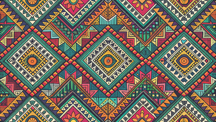 Ethnic Abstract Seamless Pattern Vector Background