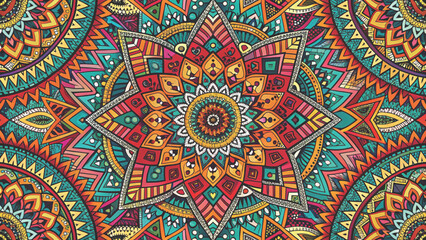 Ethnic Abstract Seamless Pattern Vector Background