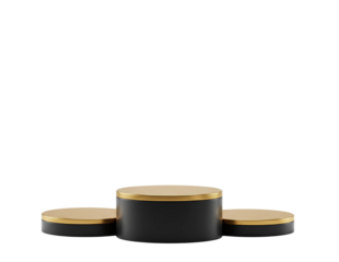 Minimalist two tiered circular podium for product display isolated on transparent background