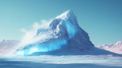 A melting iceberg with futuristic climate control technology stabilizing temperatures