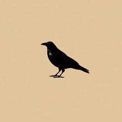 Crow Silhouette Black Bird Minimal Design Nature Wildlife Art Vector Illustration Migration Ornithology Abstract Feathers Wing Beak Wildlife Perched Mystical Artistic Contrast Birdlife Wilderness