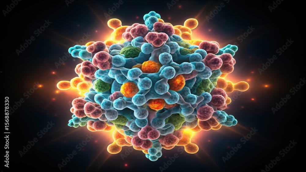 Aufkleber Glowing Macro View of Molecule in Lab Setting Under Light Conditions