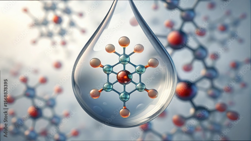 Poster Macro View of Molecules in a Droplet with Photorealistic Detail