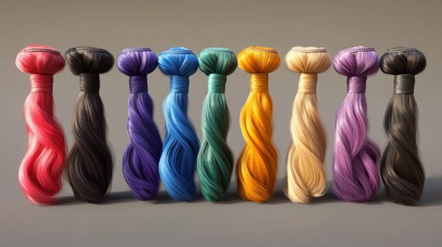 Colorful hair extensions.  Variety of styles and colors