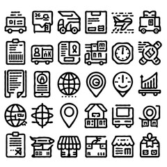 minimalist logistics and delivery line icons