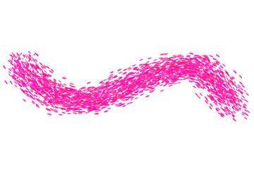 A bold wavy pink brush stroke with a glowing effect, suitable for sticker design, creative...