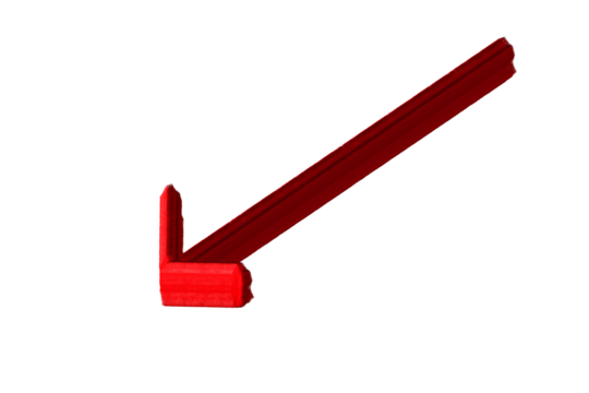 A bold red arrow created with textured brush strokes on transparent background. Perfect for indicating direction in posters, UI elements, infographics, scrapbook, and visual guides