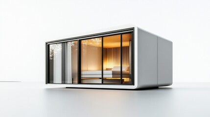 Modern minimalist prefab modular home architecture showcasing sleek design and glass walls
