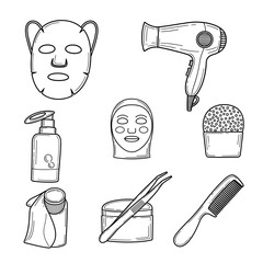 Pampering Essentials Skincare and Haircare Routine Illustrations