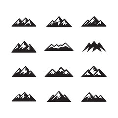 Black and White Mountain Icon Set