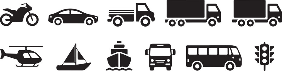 Transportation thin line icons. Editable stroke. Pixel perfect.