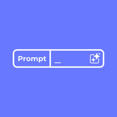 Generative AI prompt bar user interface isolated on blue background.