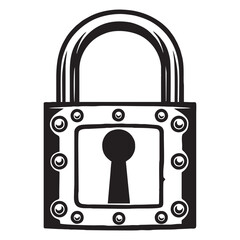 silhouette photo of padlock on white background