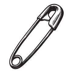 silhouette photo of a safety pin on a white background
