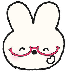 안경 쓴 토끼 얼굴 손그림 스티커 © titi.drawing