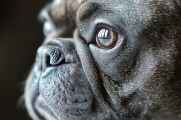Close-Up Profile of a French Bulldog's Face

