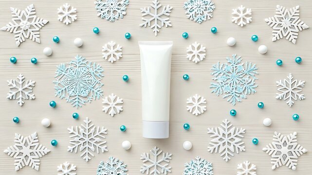 A seamless pattern of blue snowflakes creates a festive Christmas and winter holiday background illustration