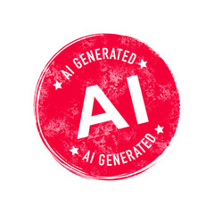 Ai generated red stamp isolated on white background.