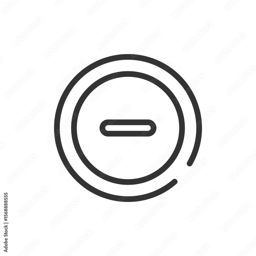 Poster circular outline with a horizontal dash inside representing subtraction or removal functionality ico