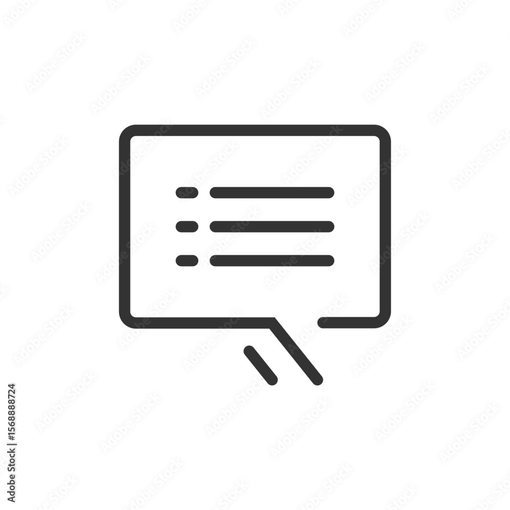 Poster outline icon of a speech bubble containing horizontal lines representing text or a list of items sho